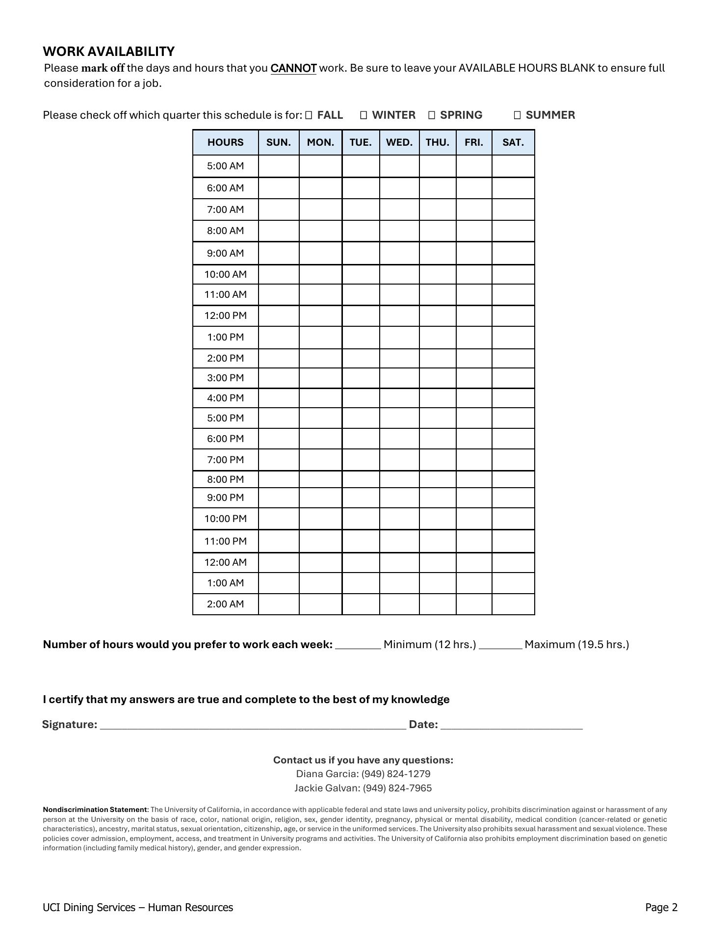 UCI Dining Services Menu