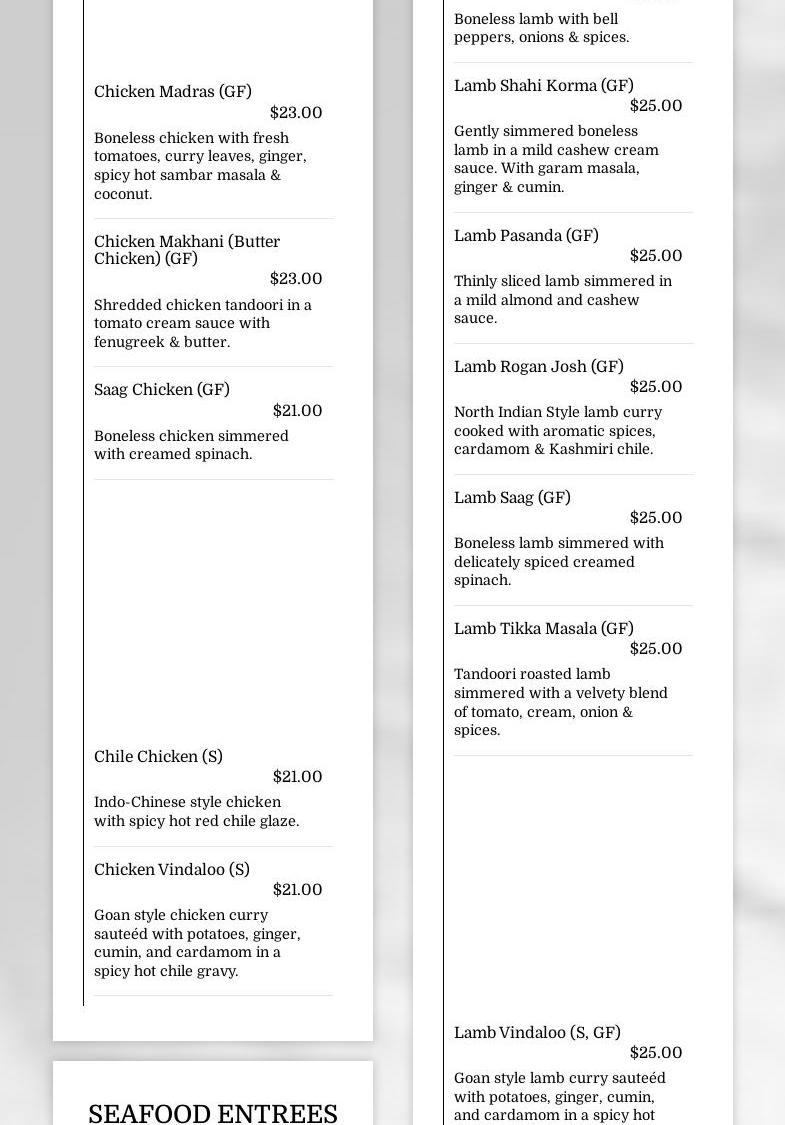 Natraj Catering Menu