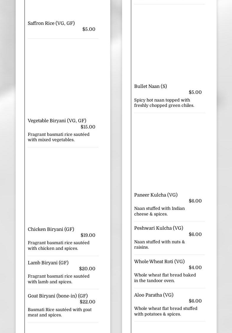 Natraj Catering Menu