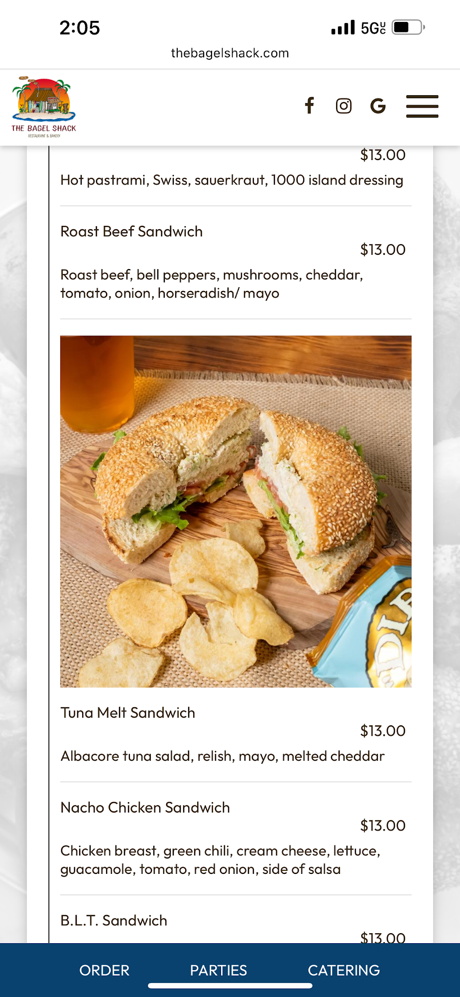 The Bagel Shack Menu