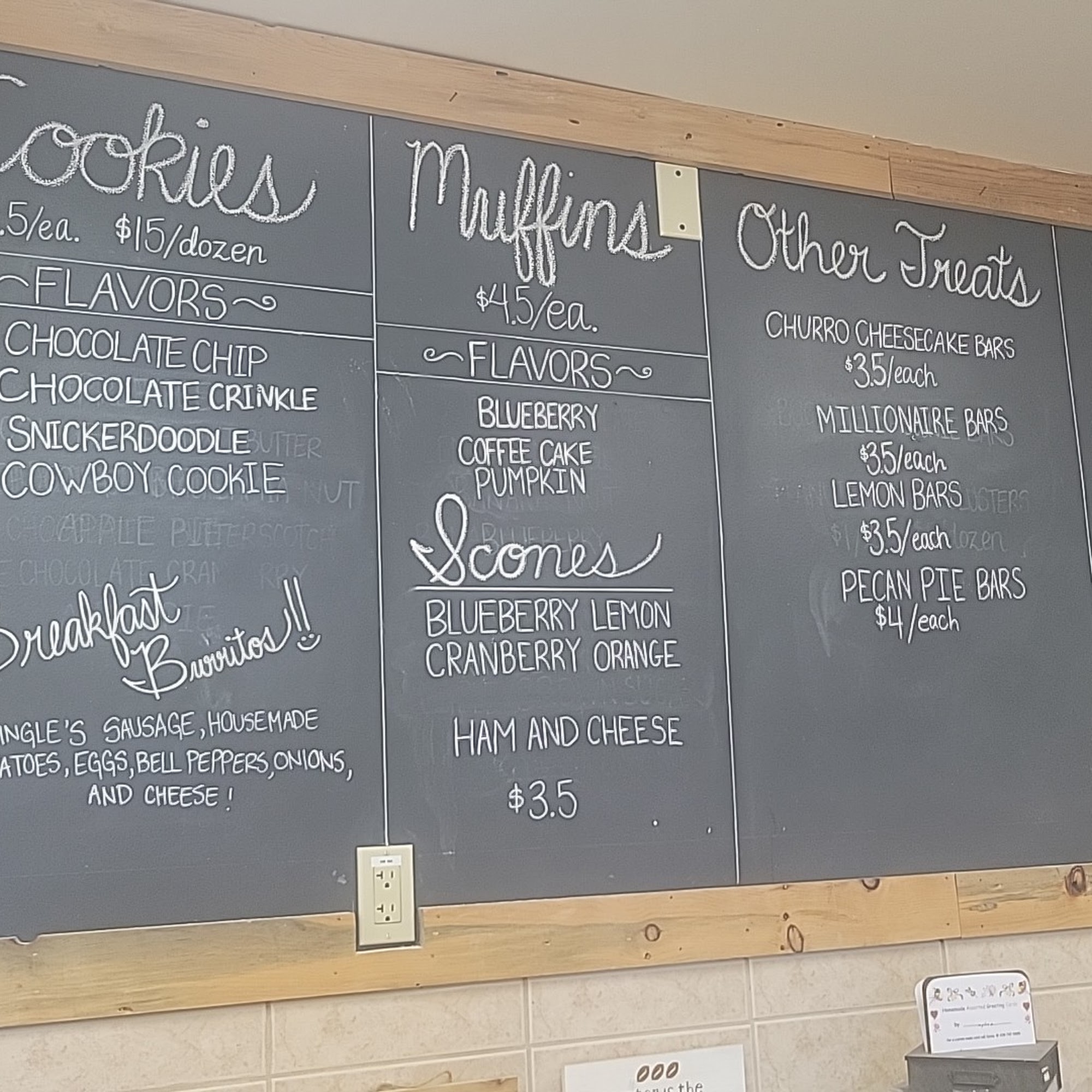 Shauna’s Sweets Menu