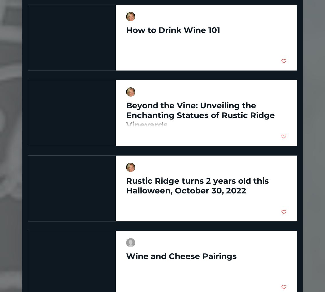 Rustic Ridge Vineyards Menu