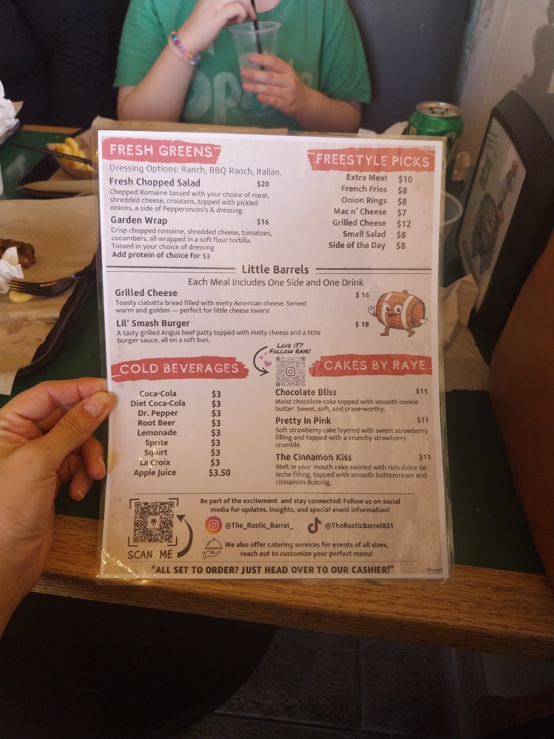 The Rustic Barrel Menu