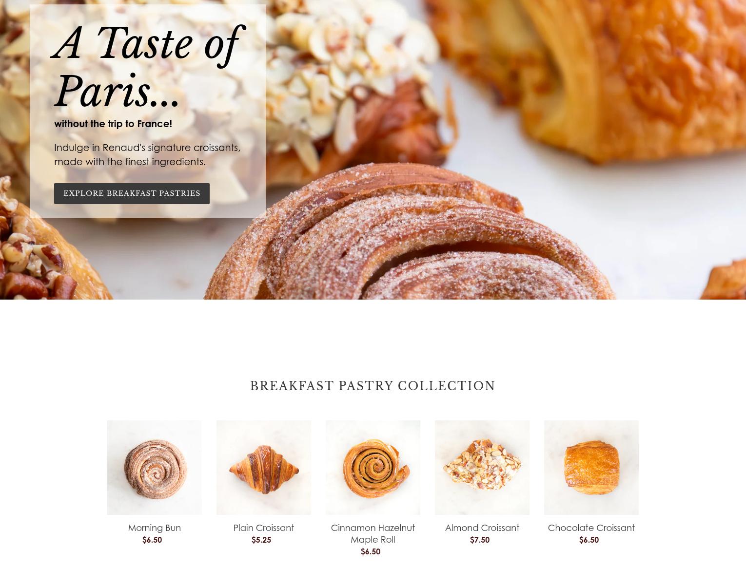 Renaud's Bakery Menu