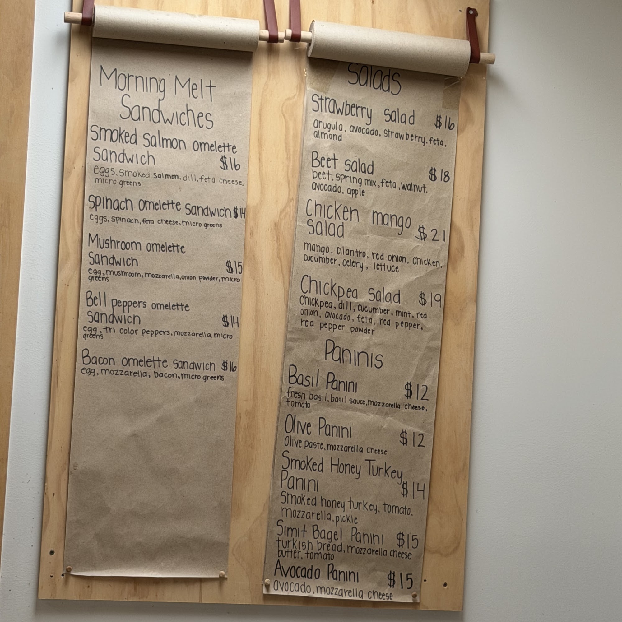 Honey Cafe & Store Menu