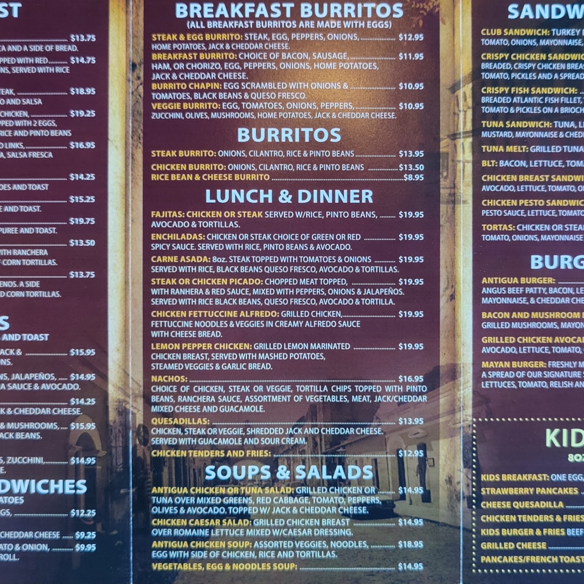 Antigua Bread Menu