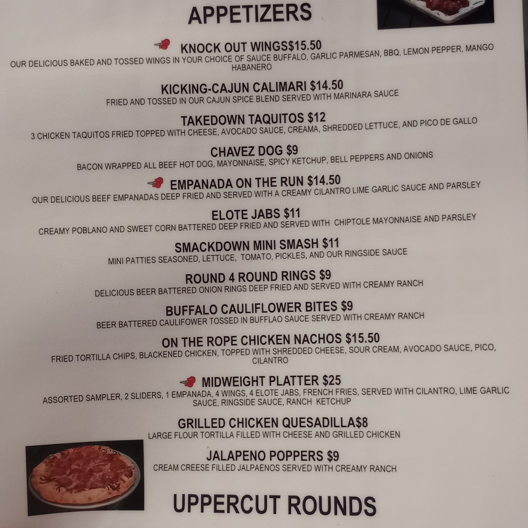 Ringside Bar & Grill Menu