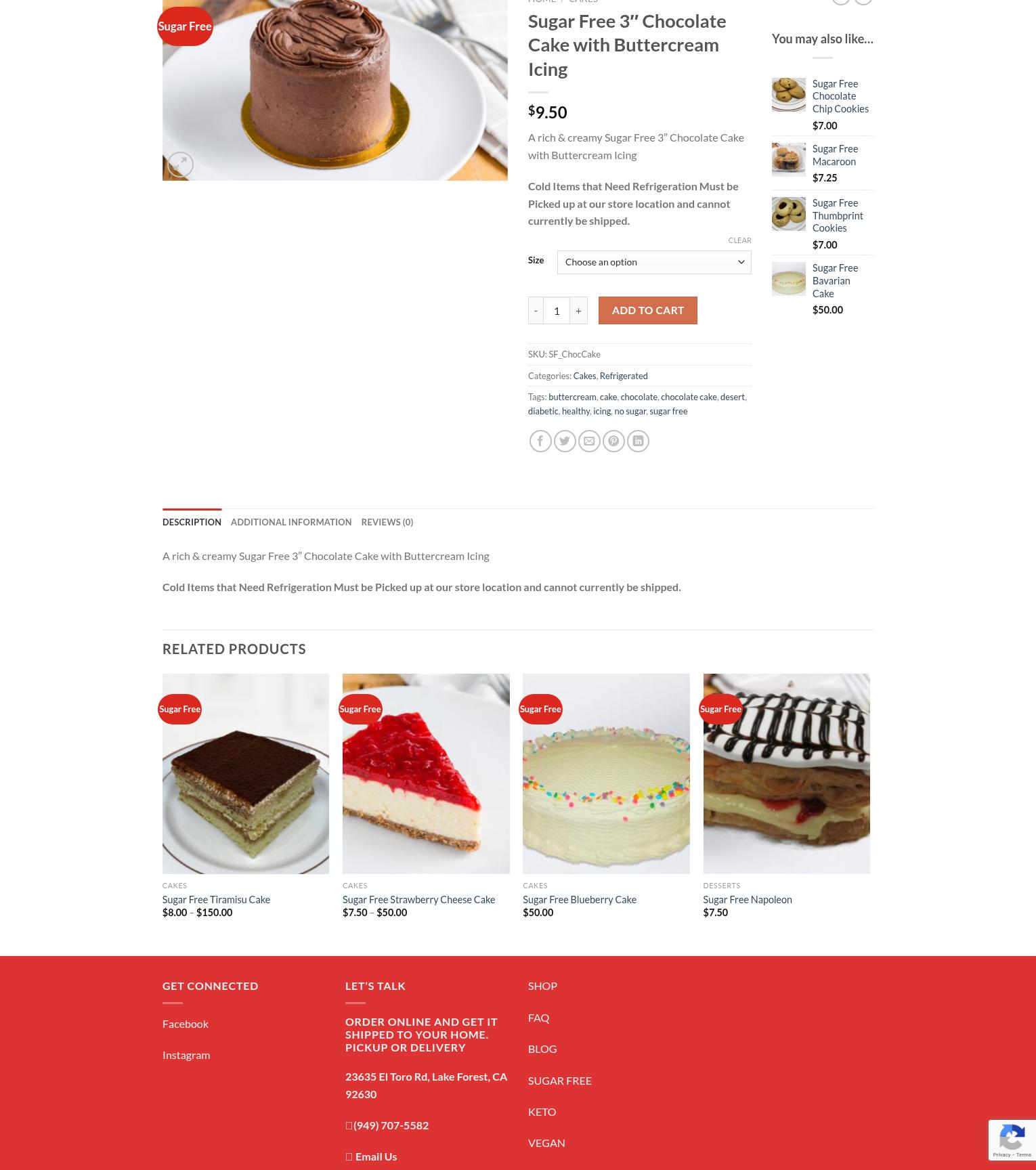 Bye Bye Sugar Bakery Menu