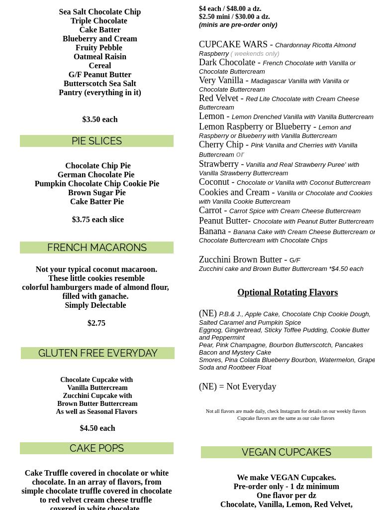 Sugar From The Heart Bakeshop Menu