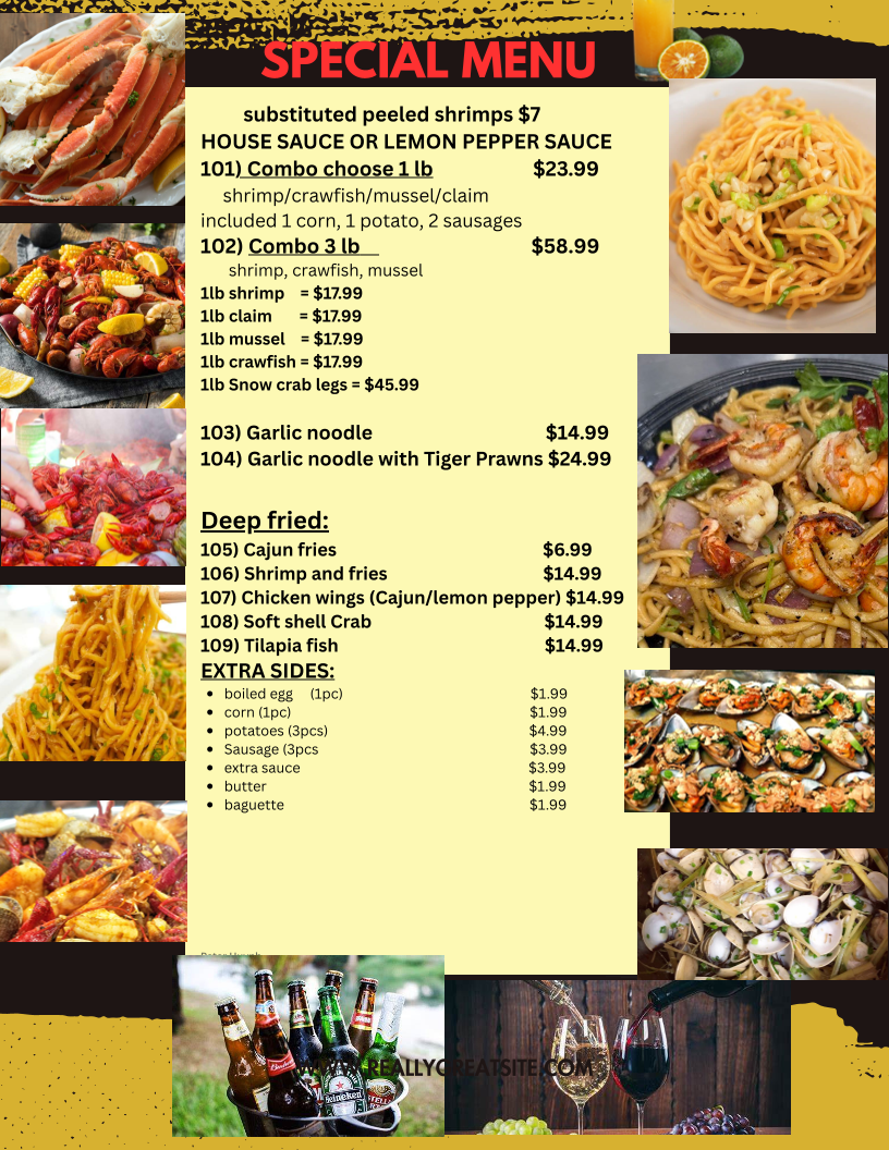 Saigon Hoa Pasteur Menu