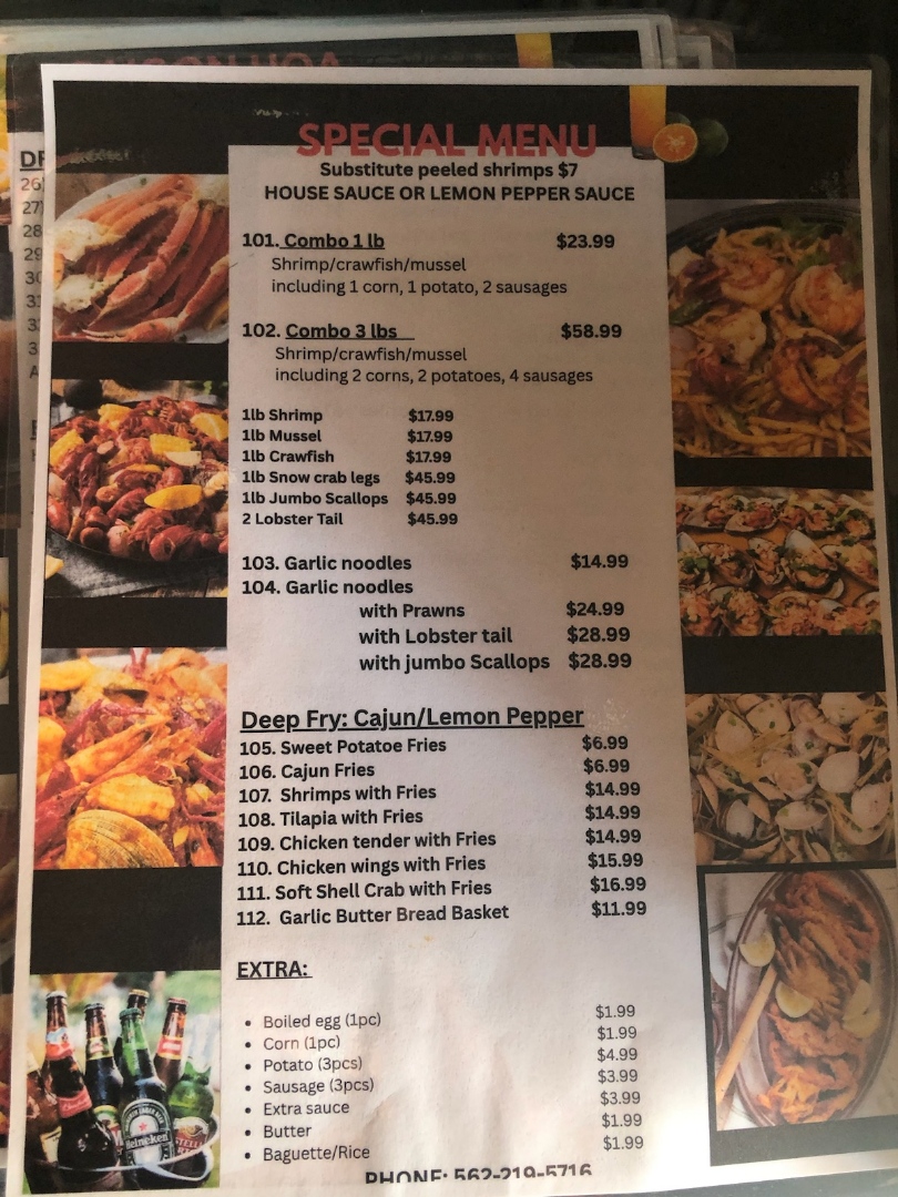 Saigon Hoa Pasteur Menu