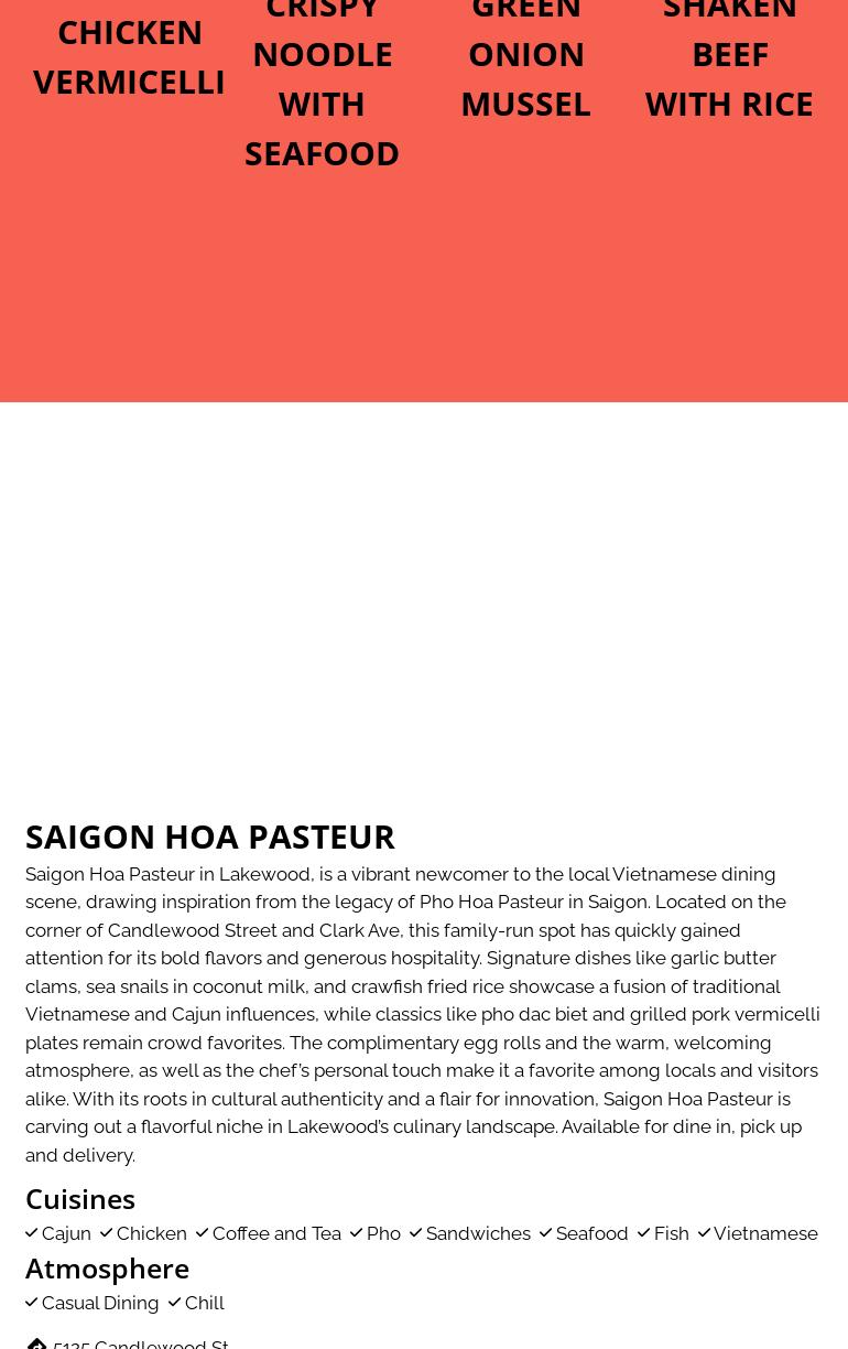 Saigon Hoa Pasteur Menu