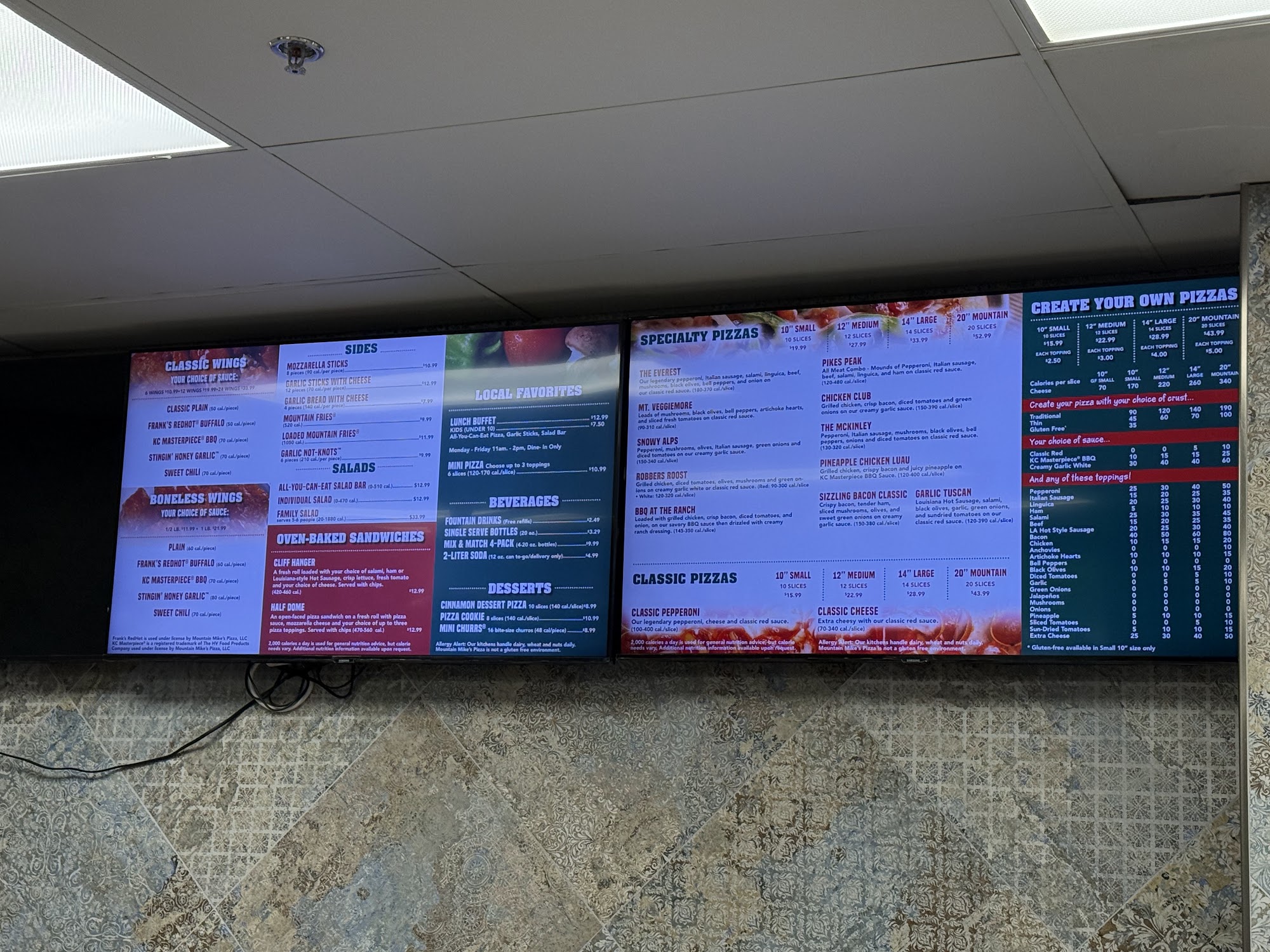 Mountain Mike's Pizza Menu