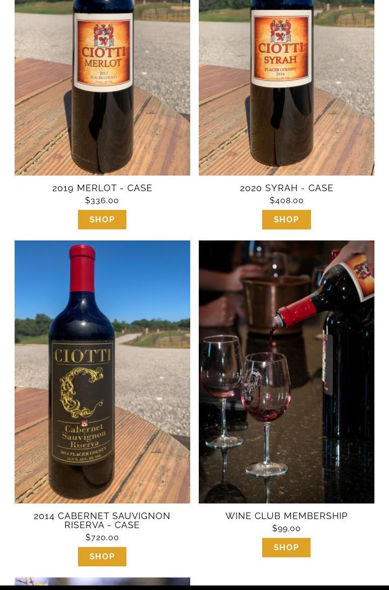 Ciotti Cellars Menu