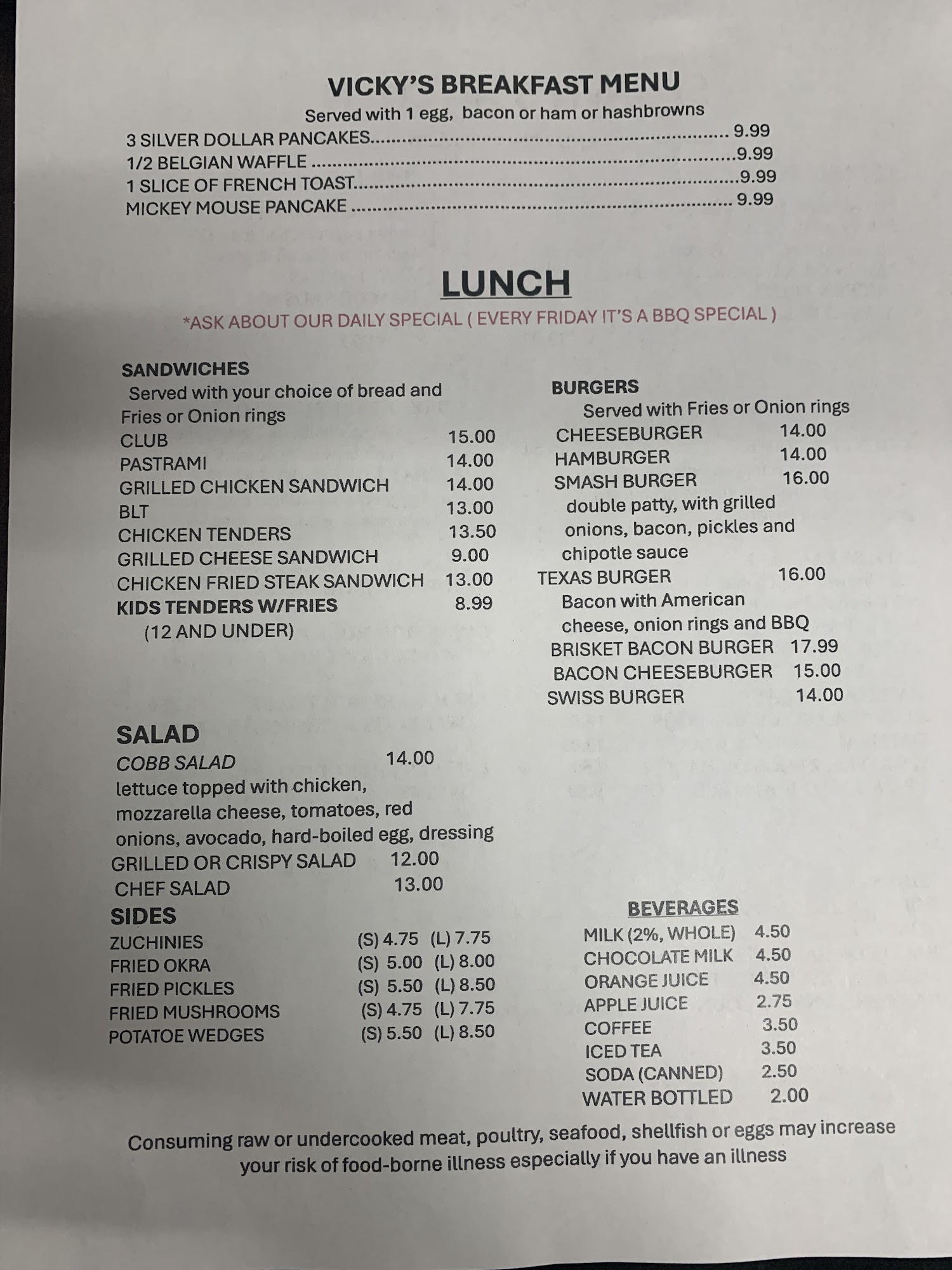Shawn's Kitchen Menu