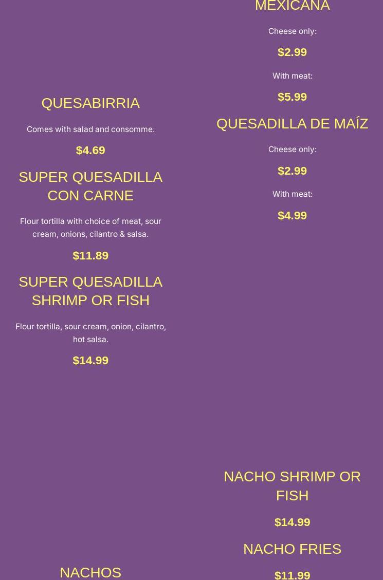 Taqueria 3 Taquitos Menu