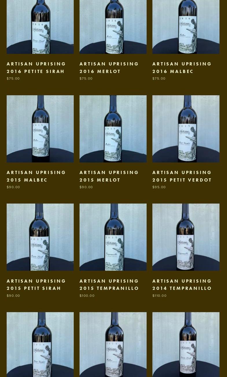 Artisan Uprising Menu