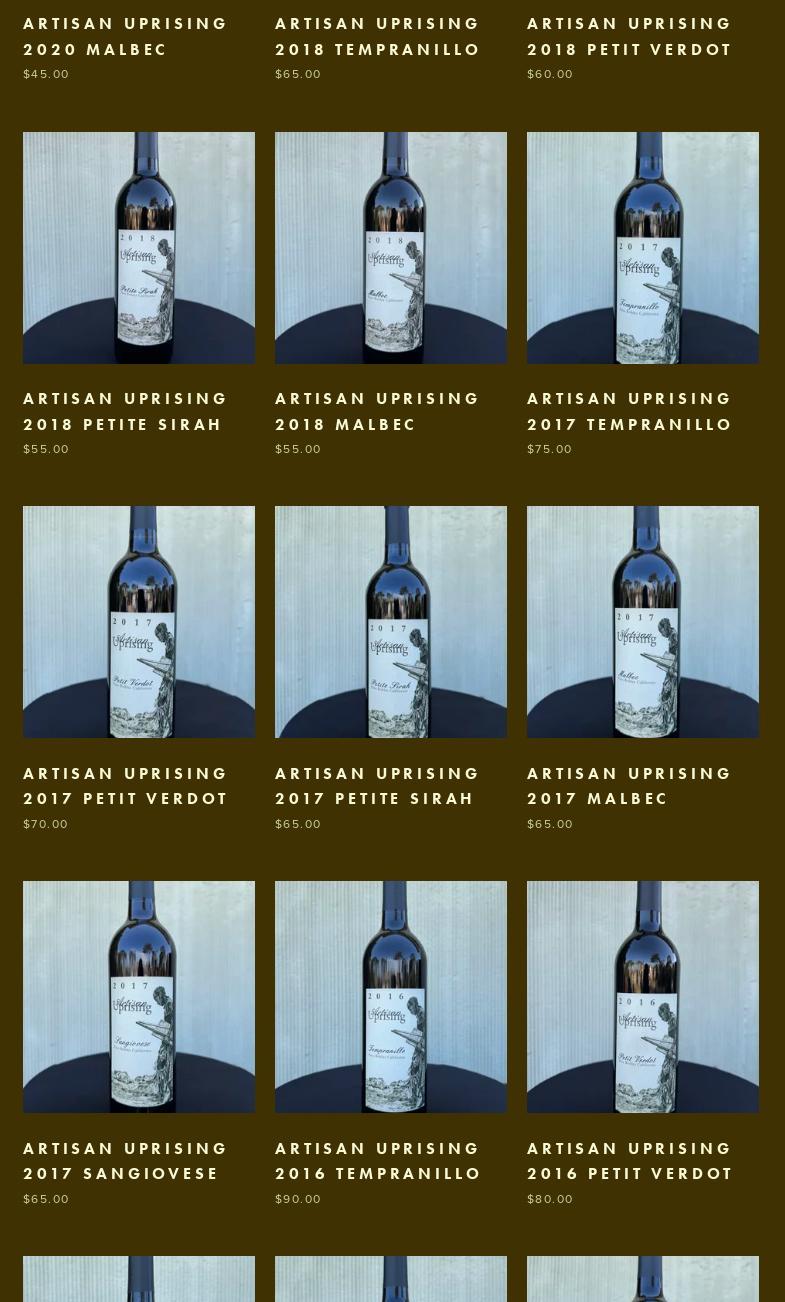 Artisan Uprising Menu