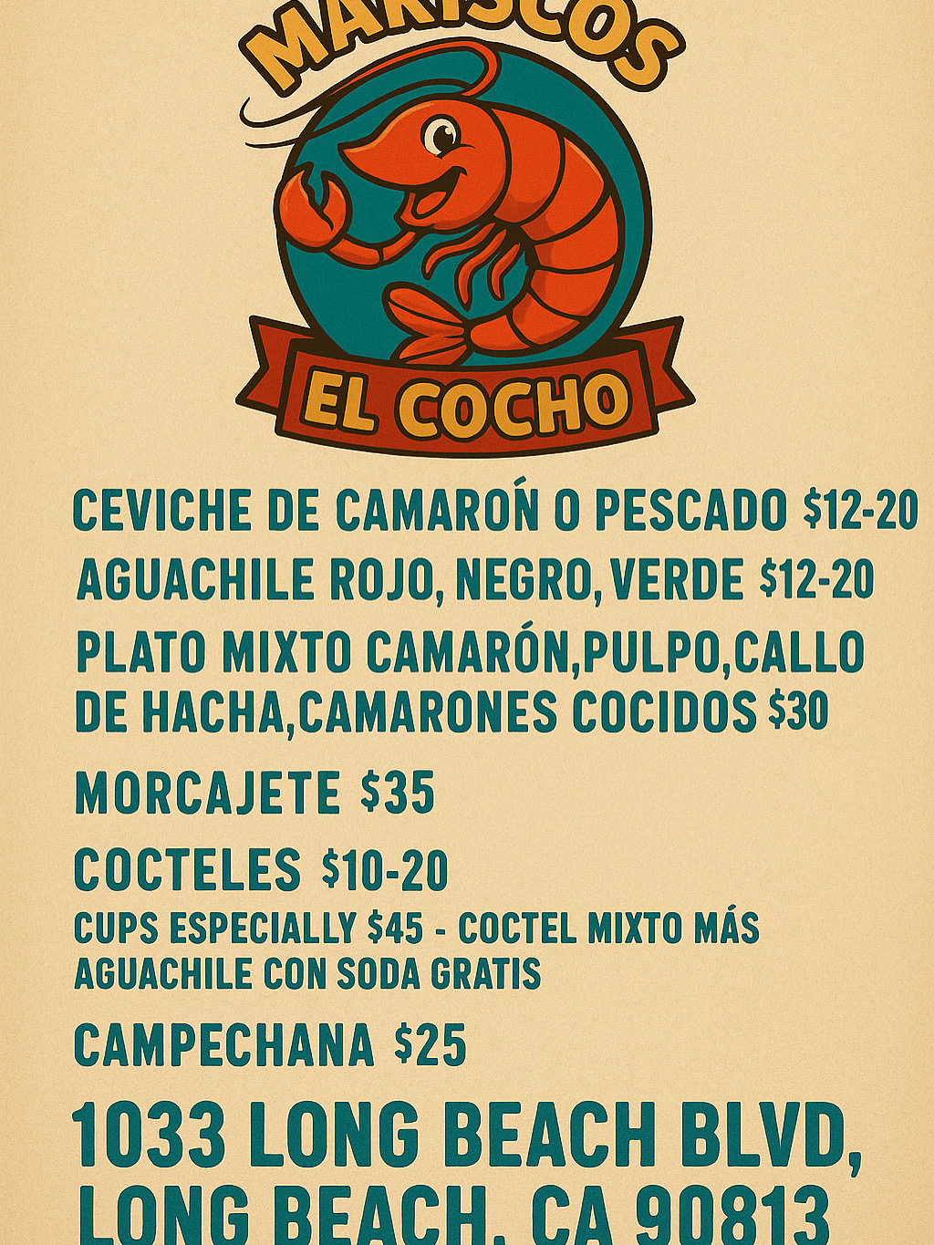 Mariscos el cocho Menu