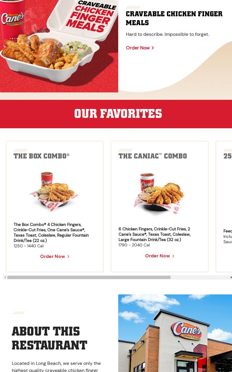 Raising Cane's Chicken Fingers Menu