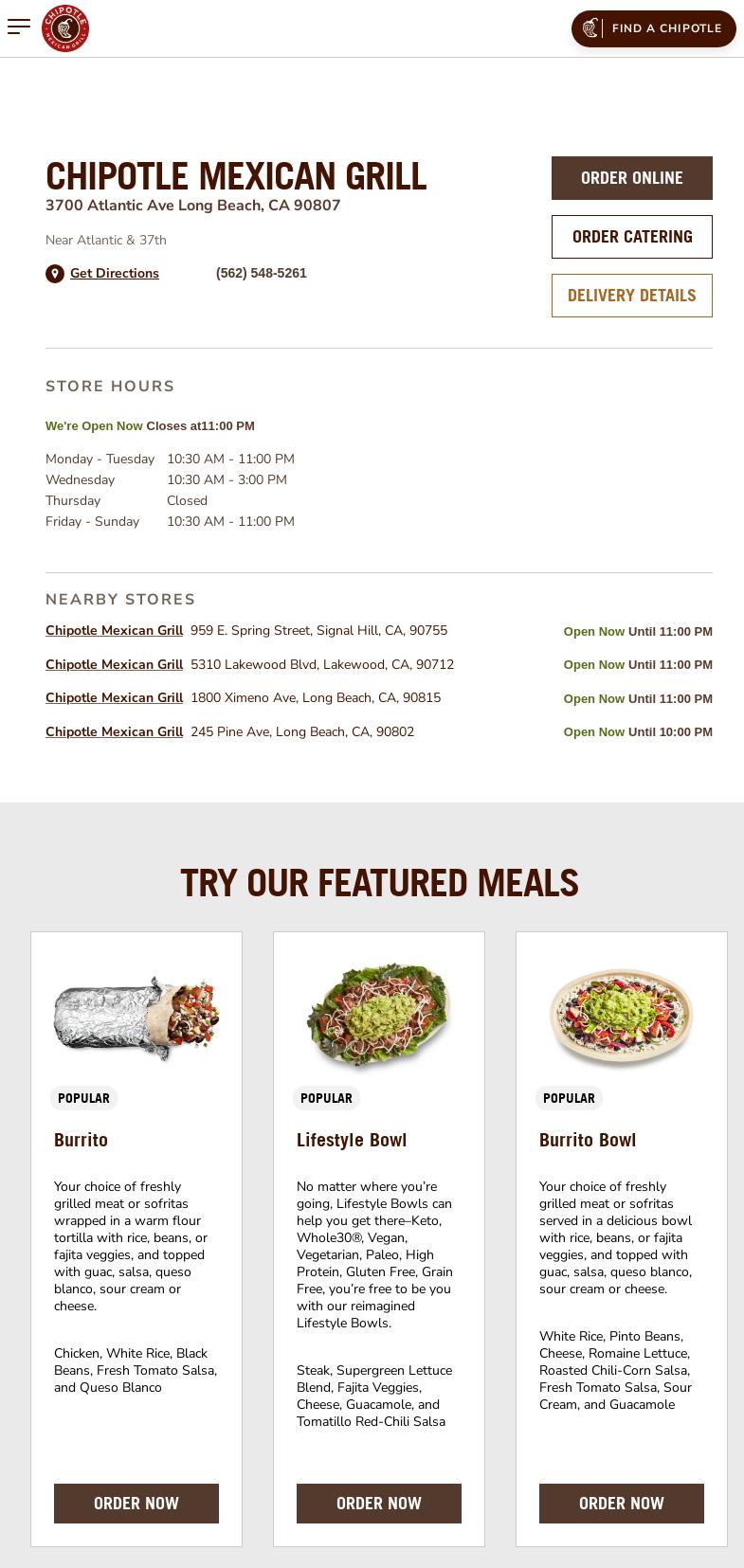 Chipotle Mexican Grill Menu