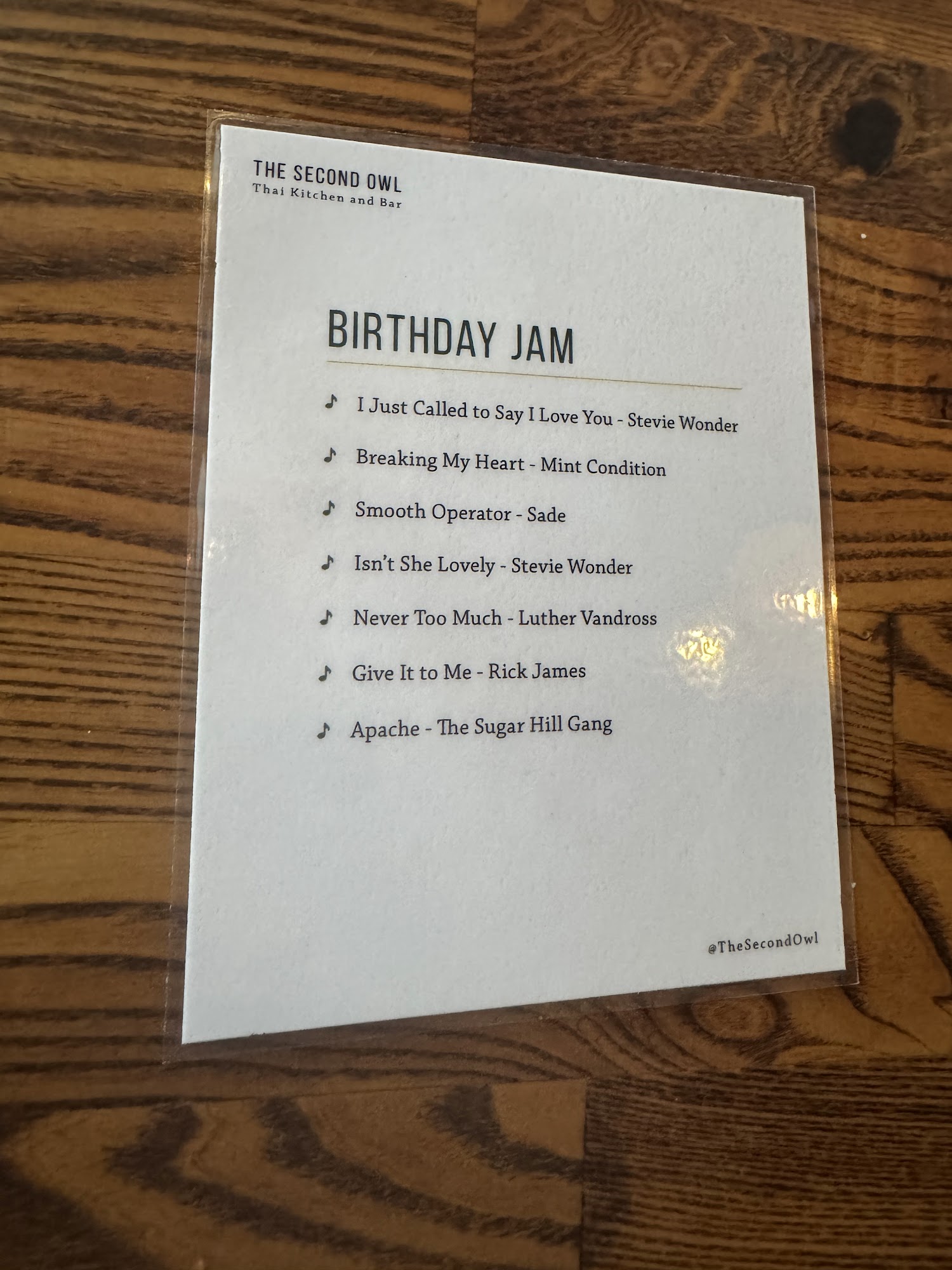 The Second Owl Thai Kitchen and Bar Menu