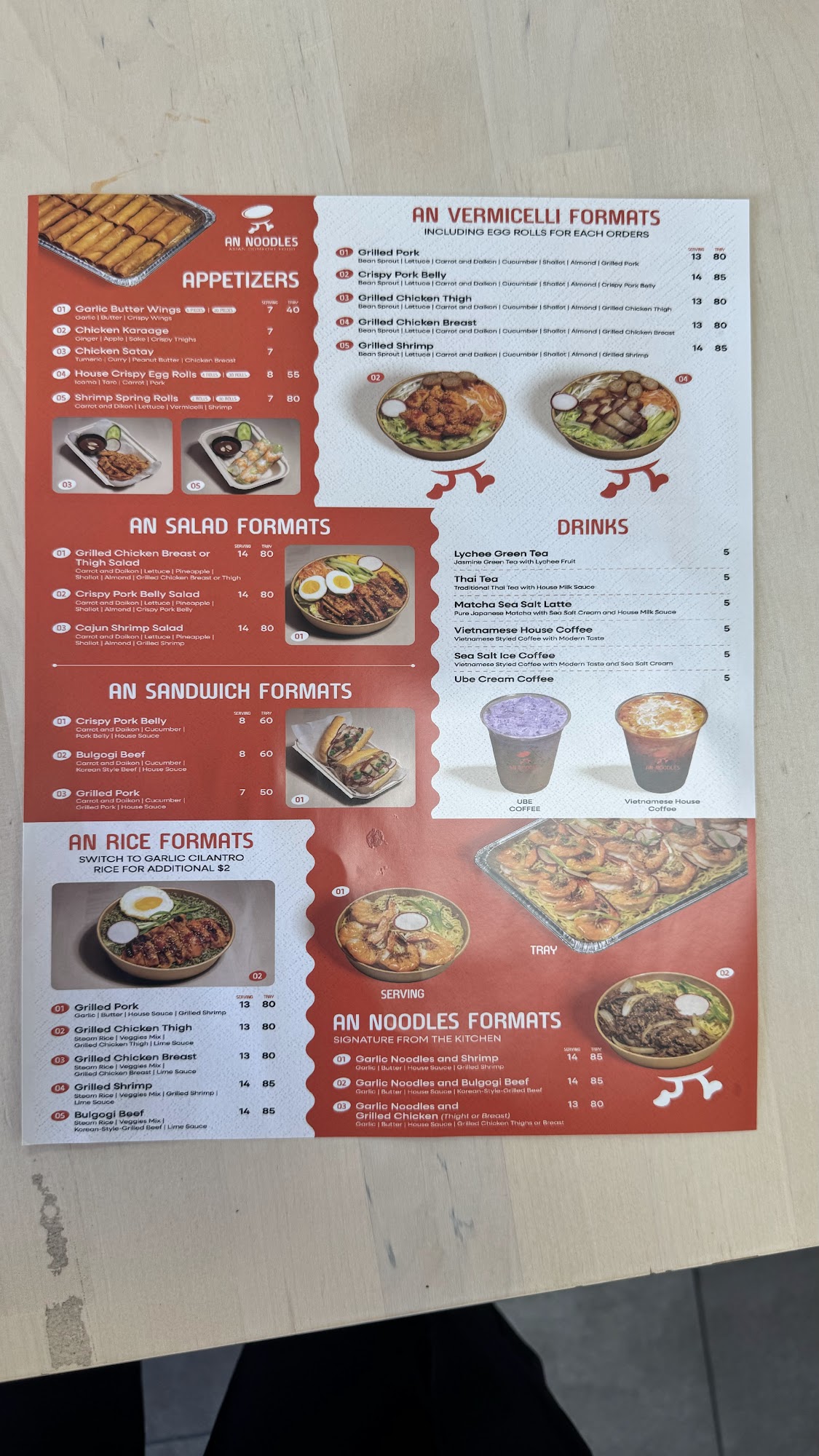 An Noodles Menu