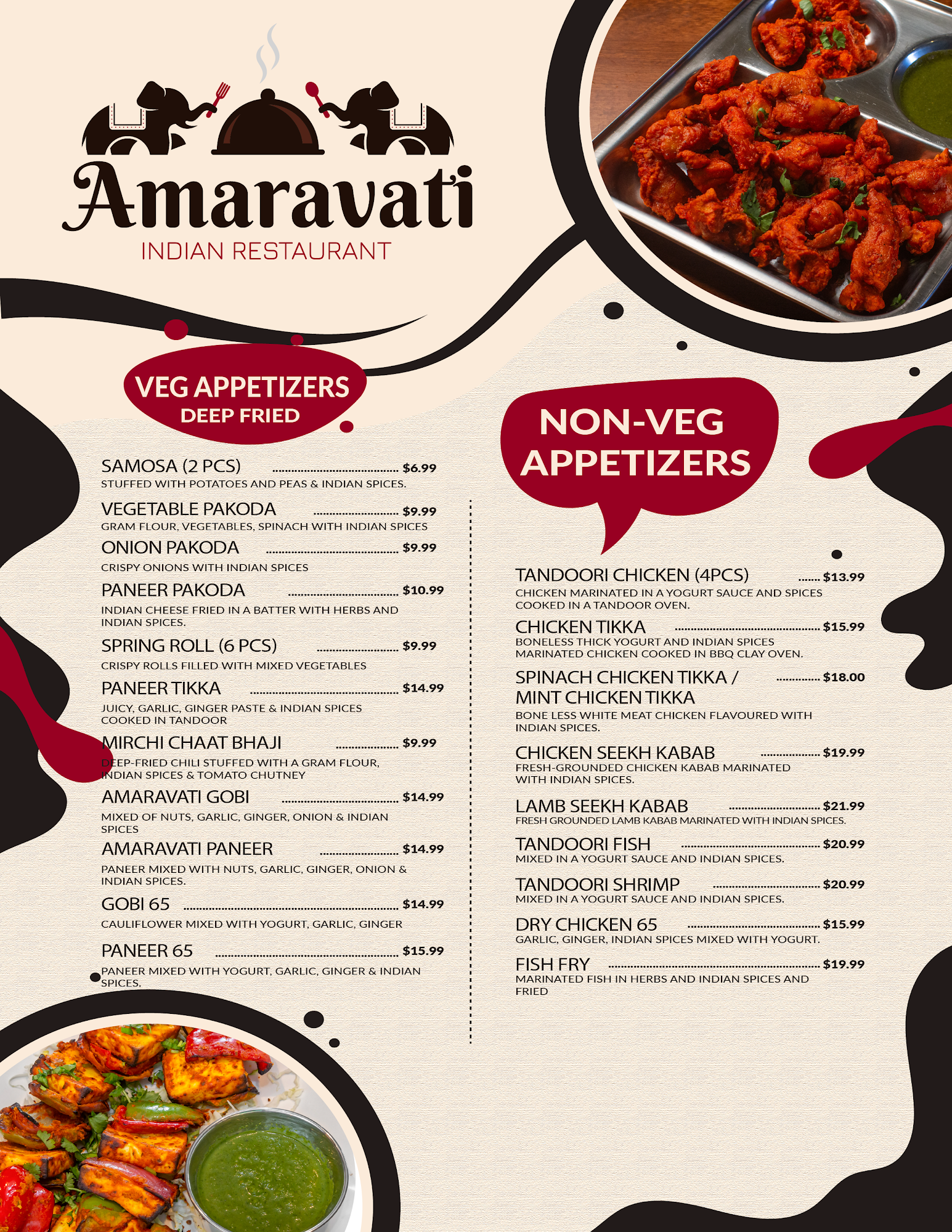 Amaravati Indian Restaurant Menu