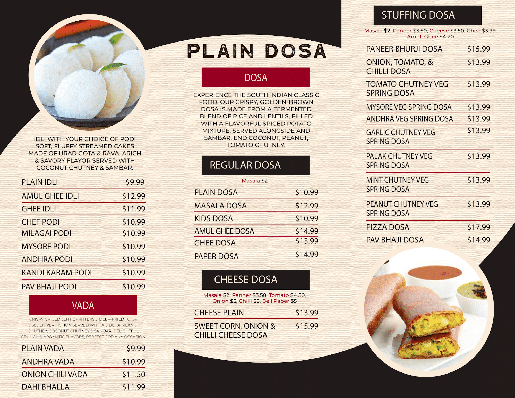 Amaravati Indian Restaurant Menu