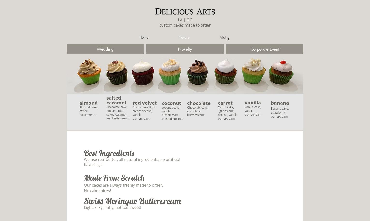 DeliciousArts Custom Cakes Menu