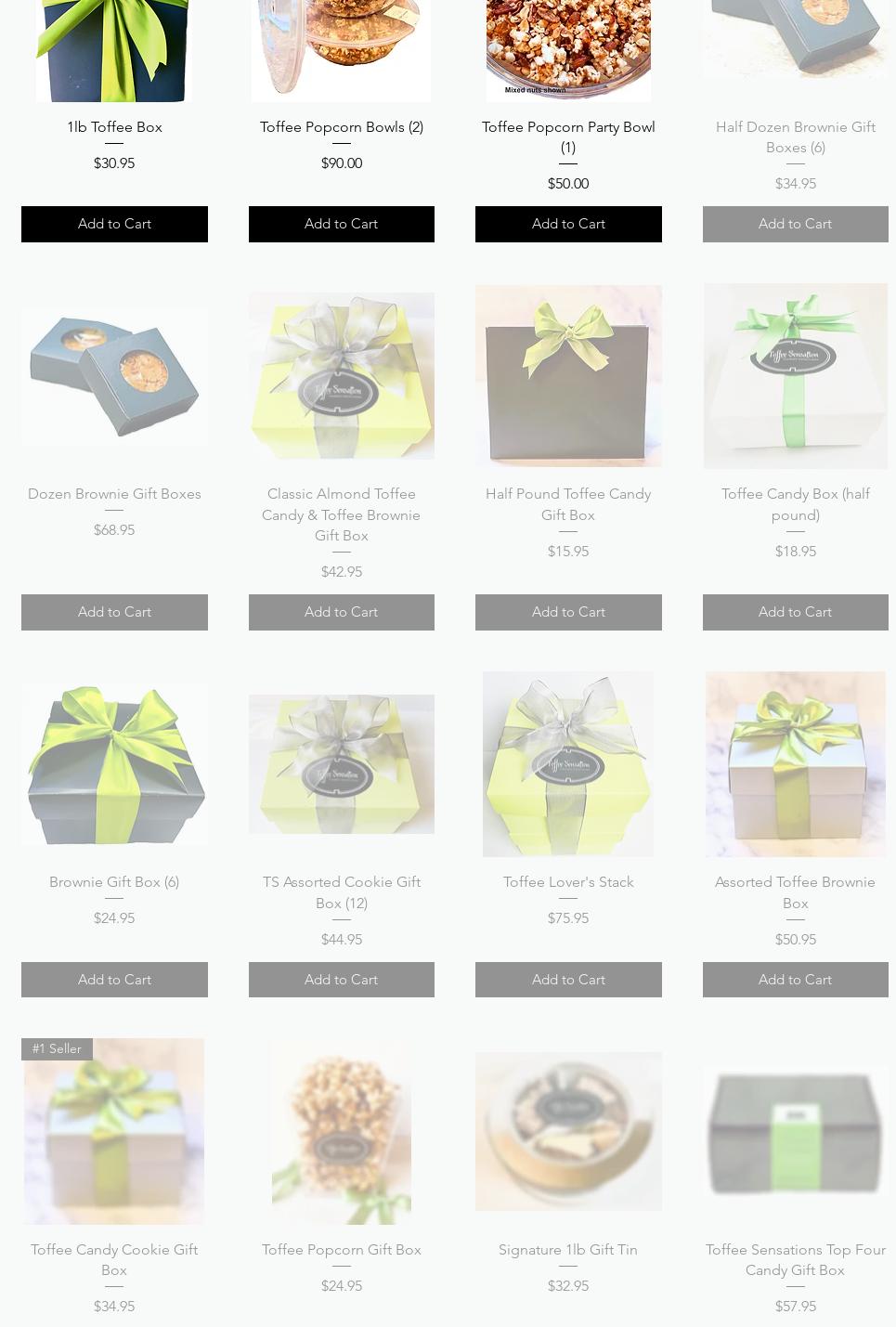 Toffee Sensations Menu