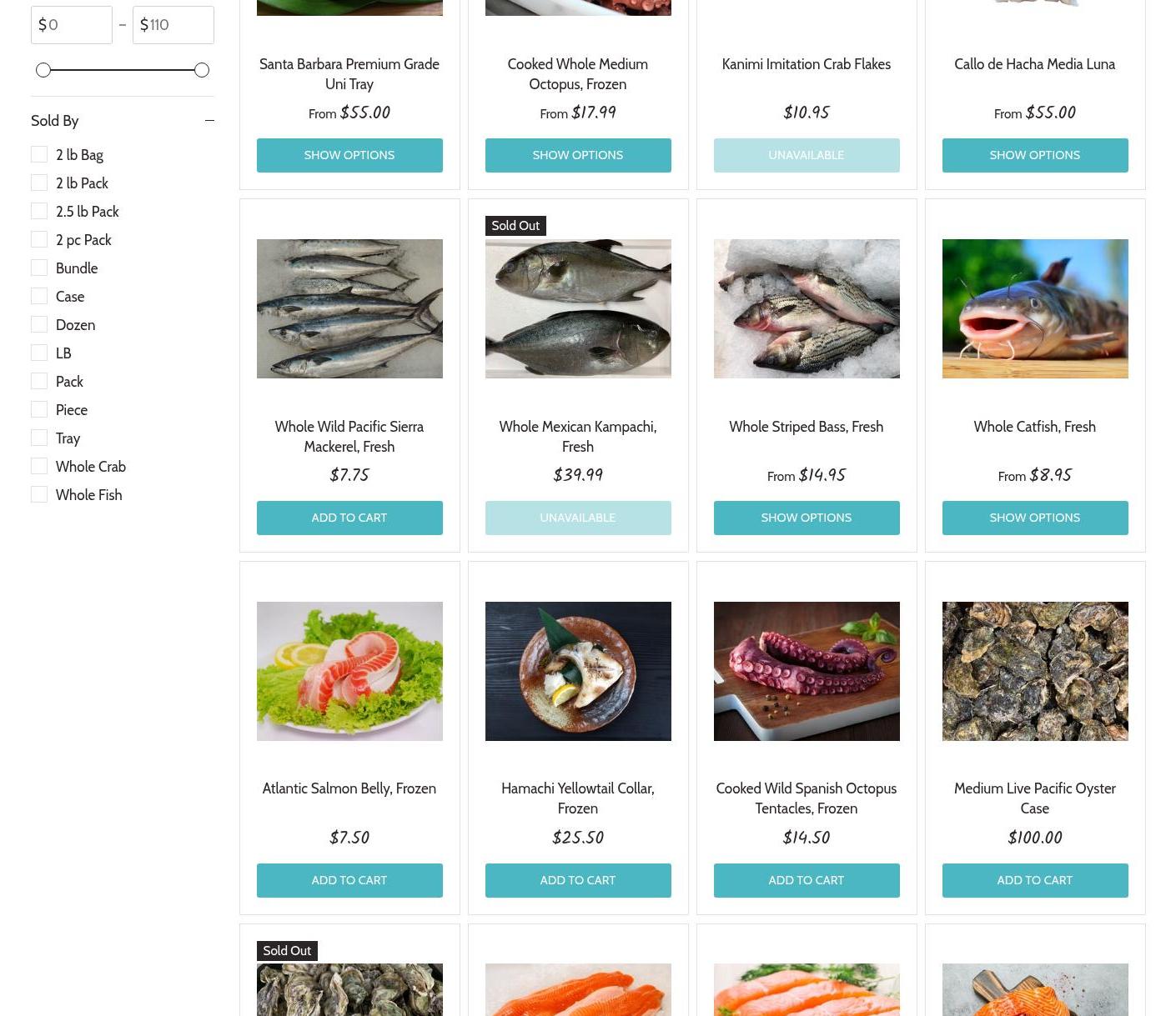 Goldfish Seafood Market Menu