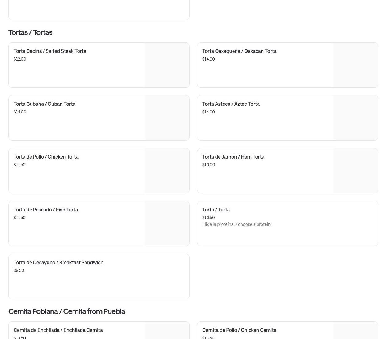 LA CHILANGA food truck Menu