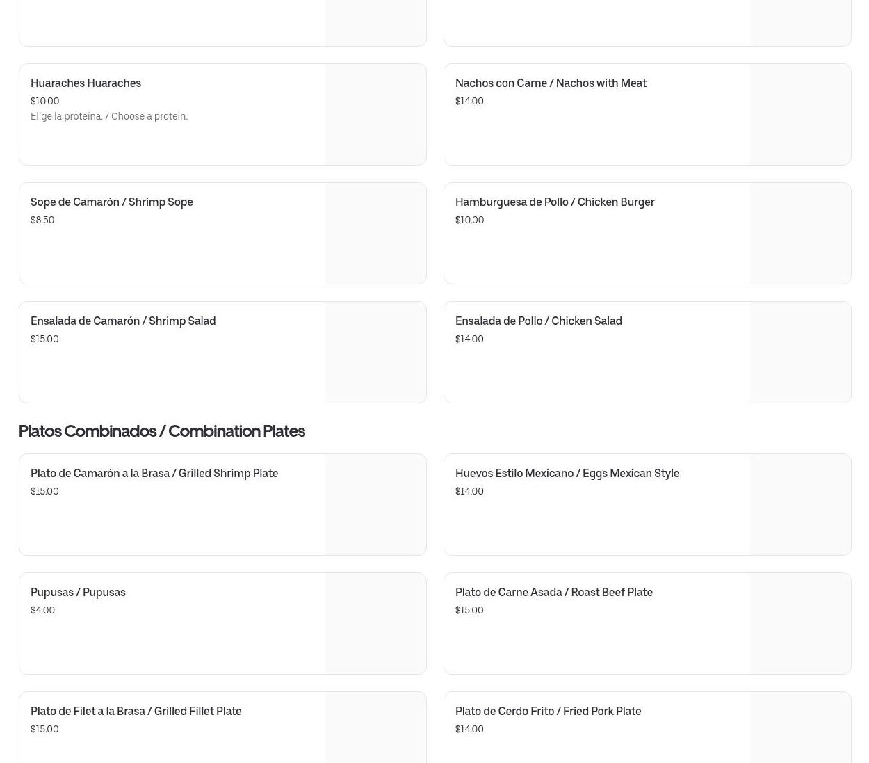 LA CHILANGA food truck Menu