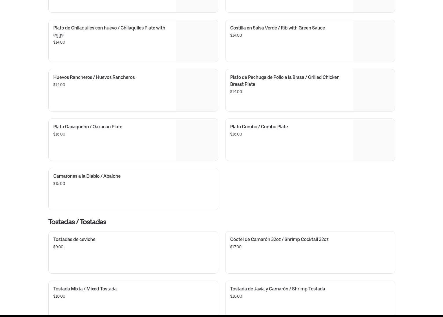 LA CHILANGA food truck Menu