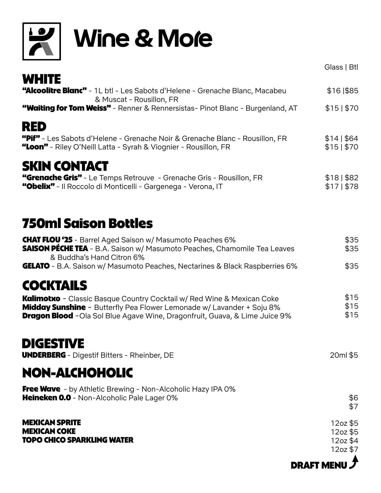 Homage Brewing Menu