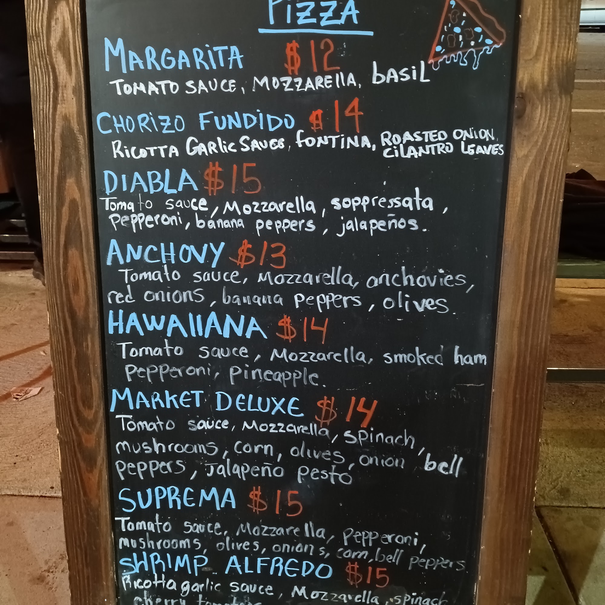 Inferno Street Pizza Menu