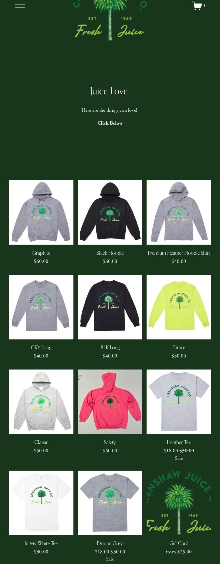 crenshaw juice co. Menu