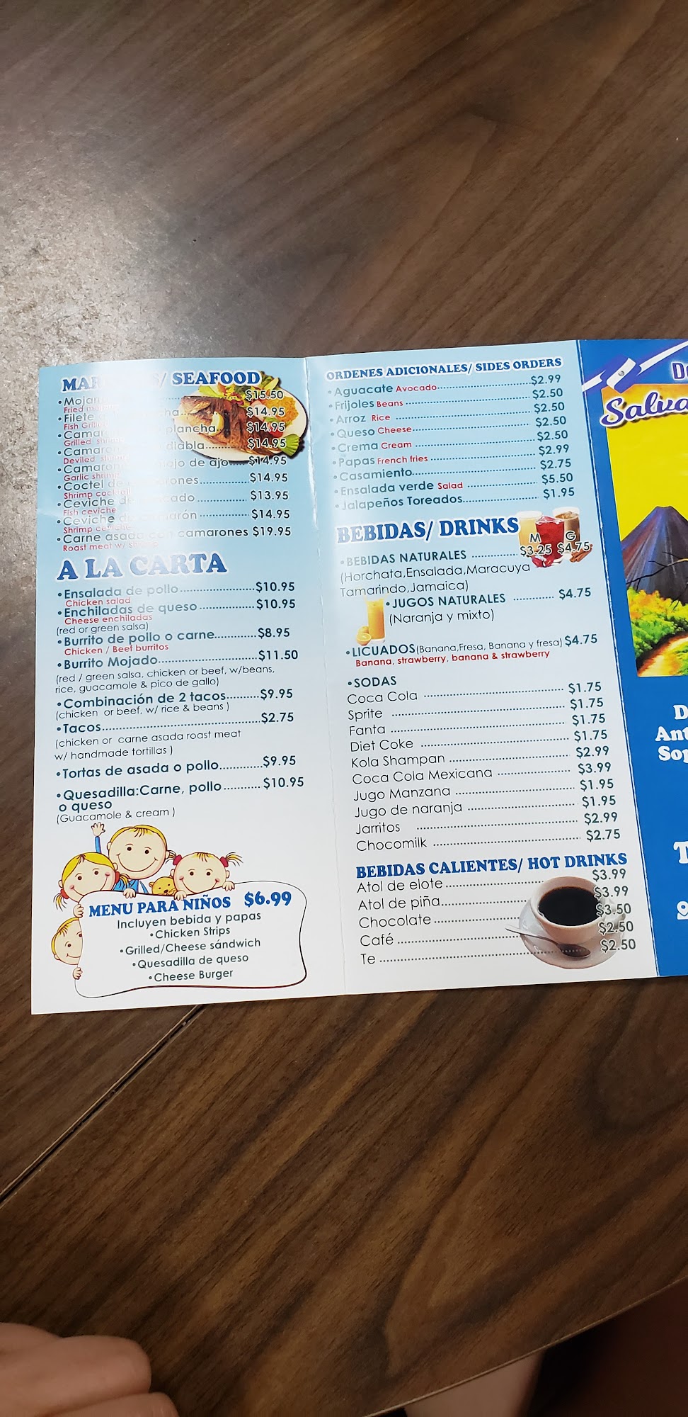 El Rincon Salvadoreno Restaurant Menu