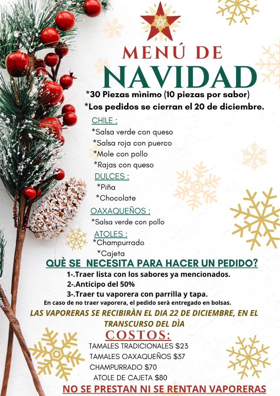 Tamales y tortas sara Menu