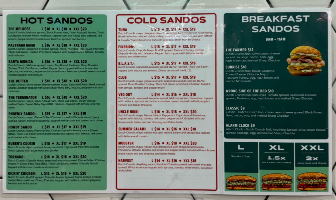 Ghost Sando Shop Menu