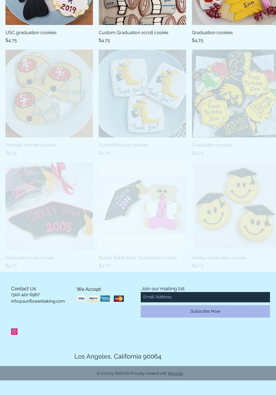 Sunflower Baking Inc. Menu