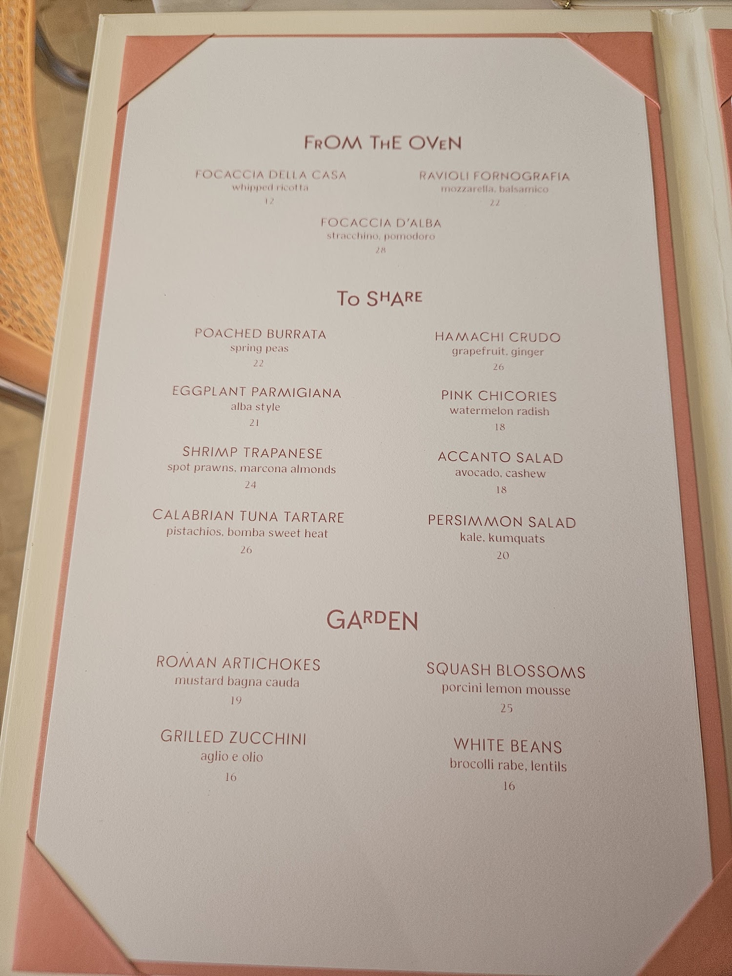 Alba Los Angeles Menu