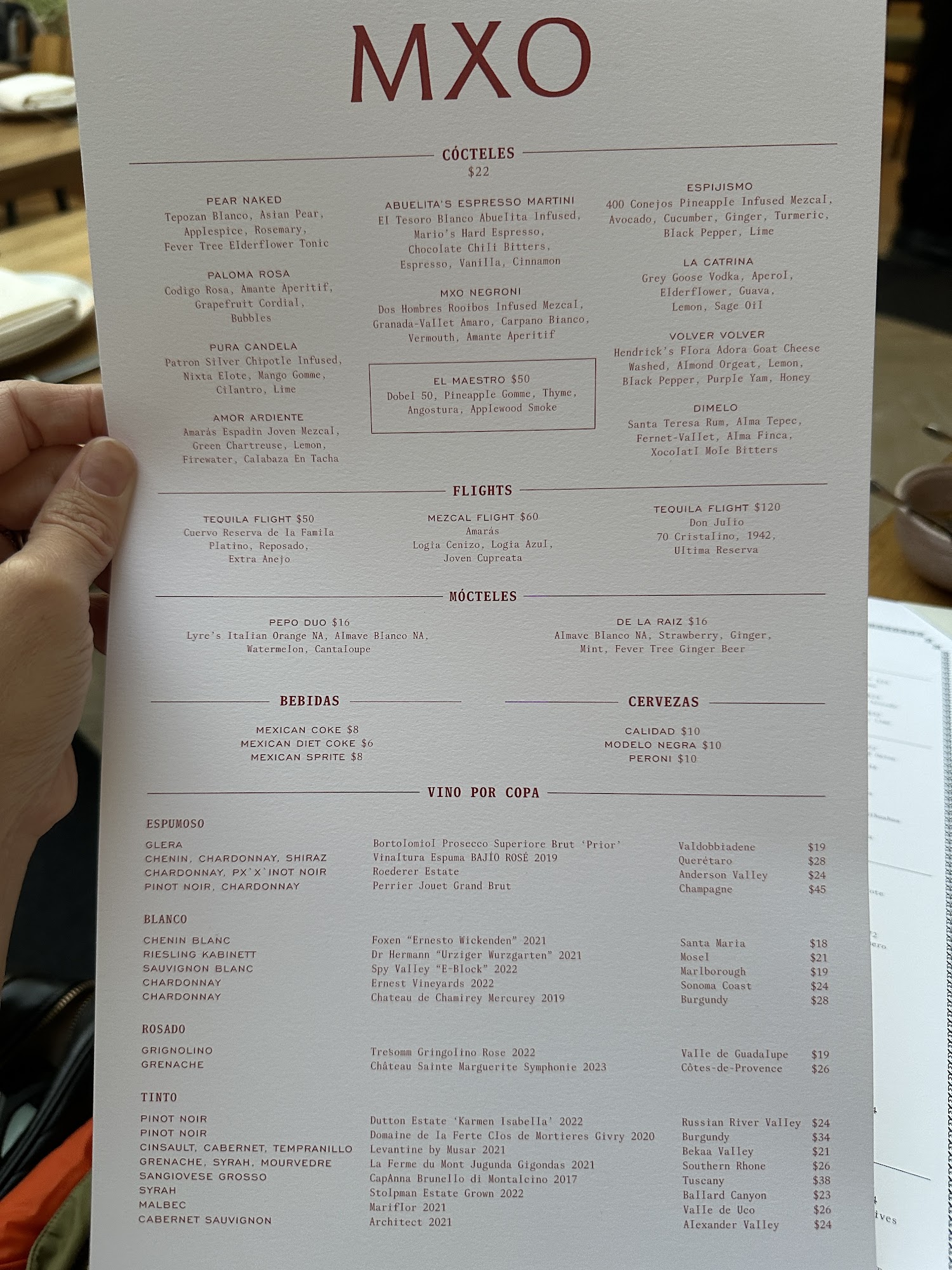 MXO by Wes Avila Menu