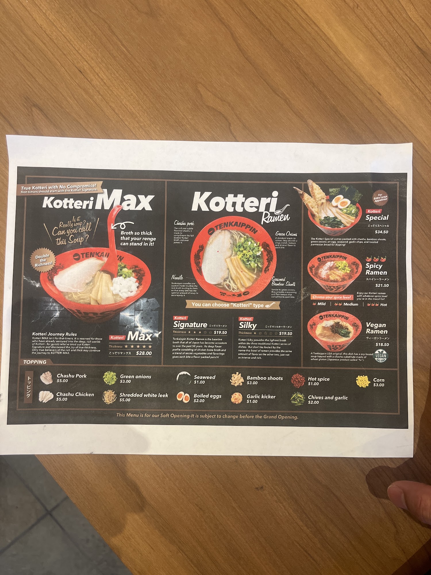 TENKAIPPIN LA 本店 Menu