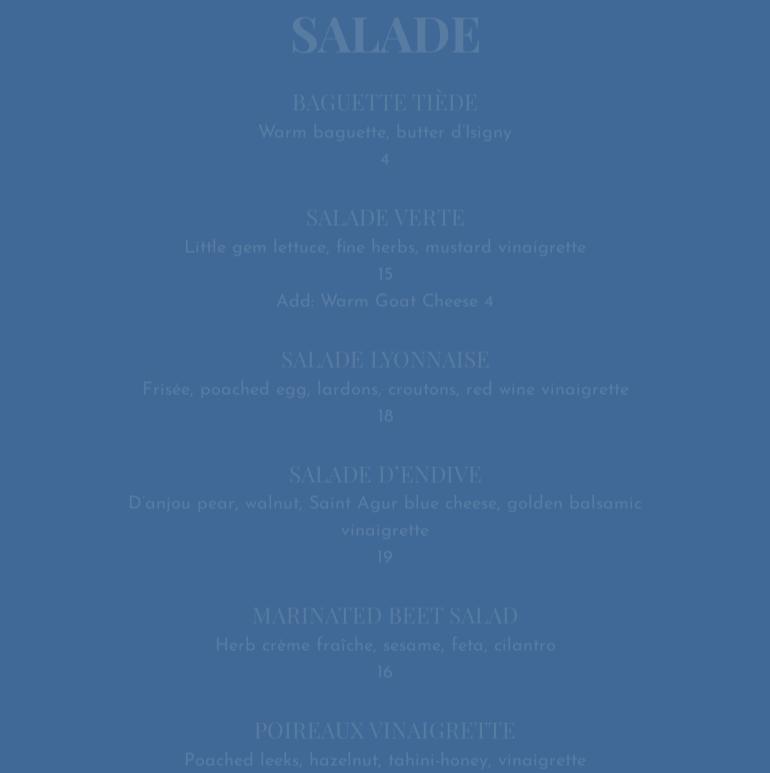 Regalade Menu