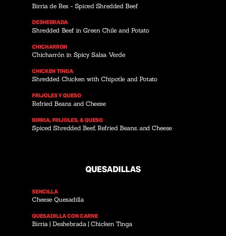 Burritos La Palma Menu