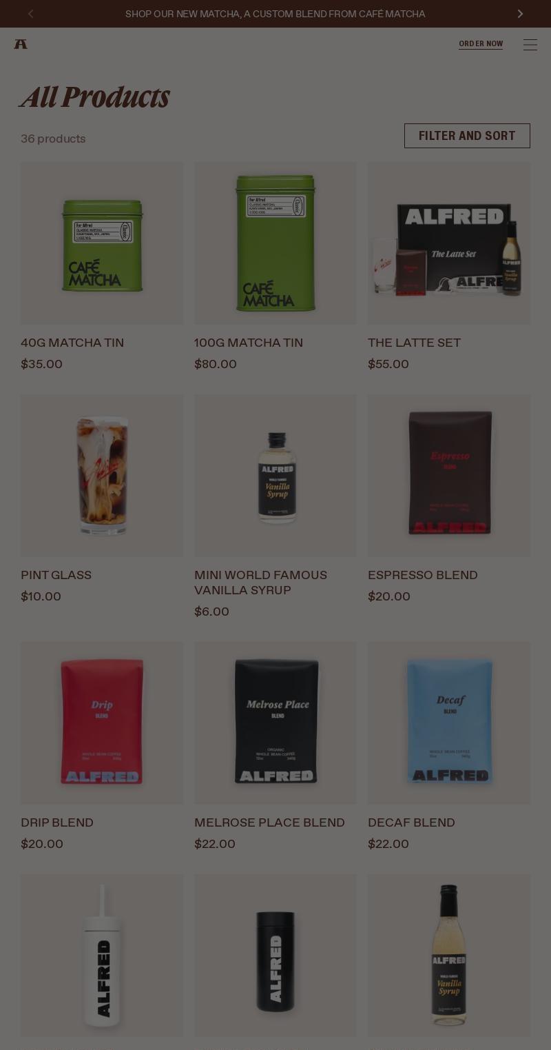 Alfred Coffee Menu