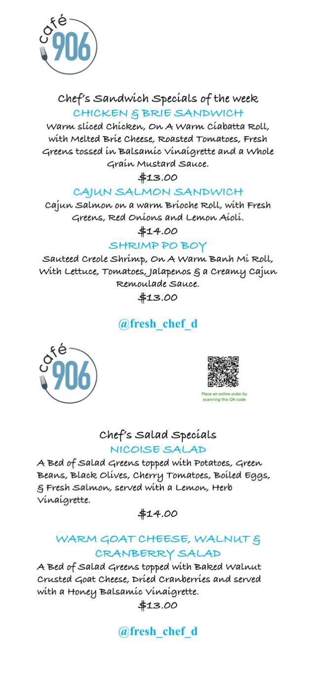 Cafe 906 Menu