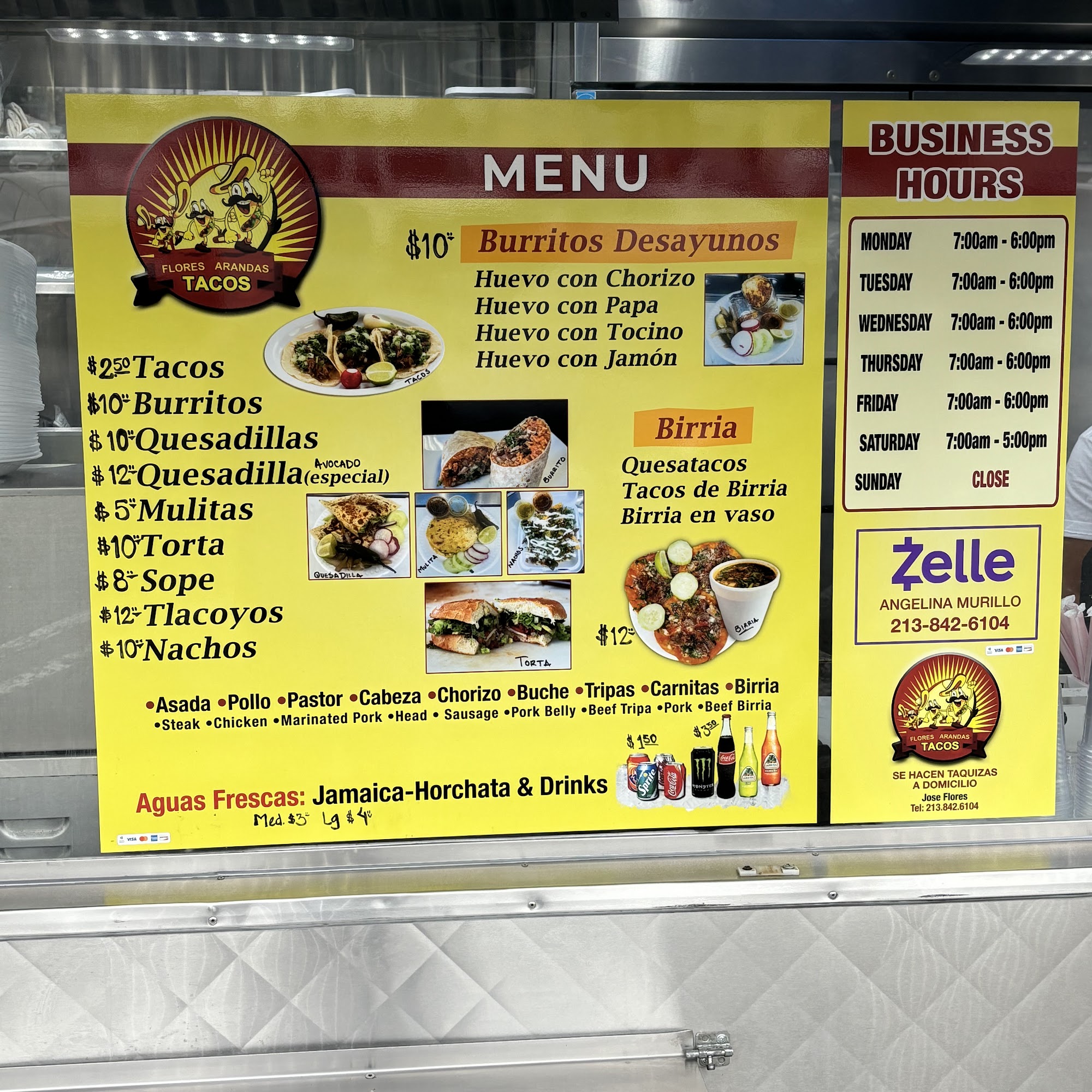 FLORES ARANDAS TACOS Menu